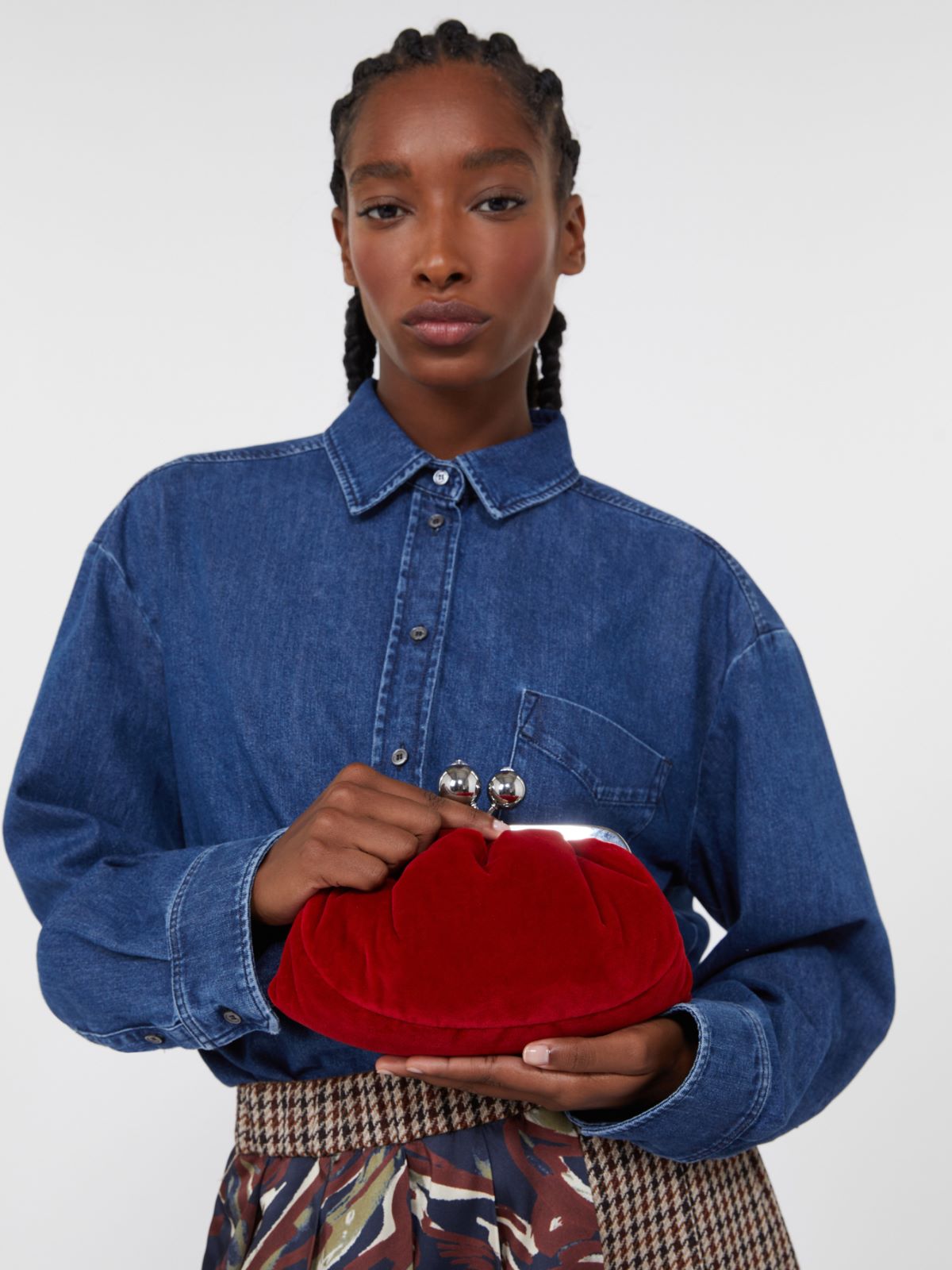 Small cotton velvet Pasticcino Bag - Red