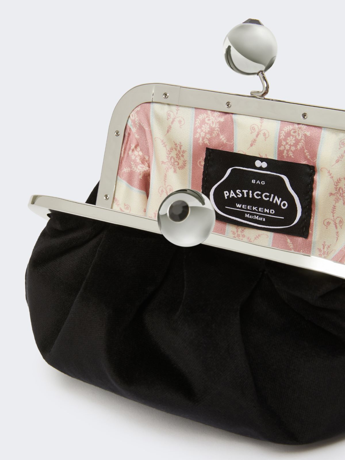 Small cotton velvet Pasticcino Bag - Black
