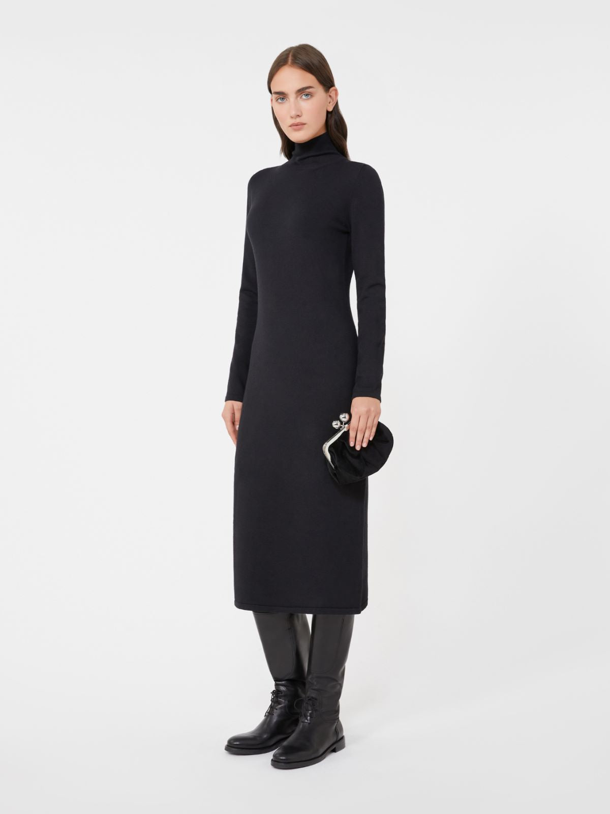 Small cotton velvet Pasticcino Bag - Black