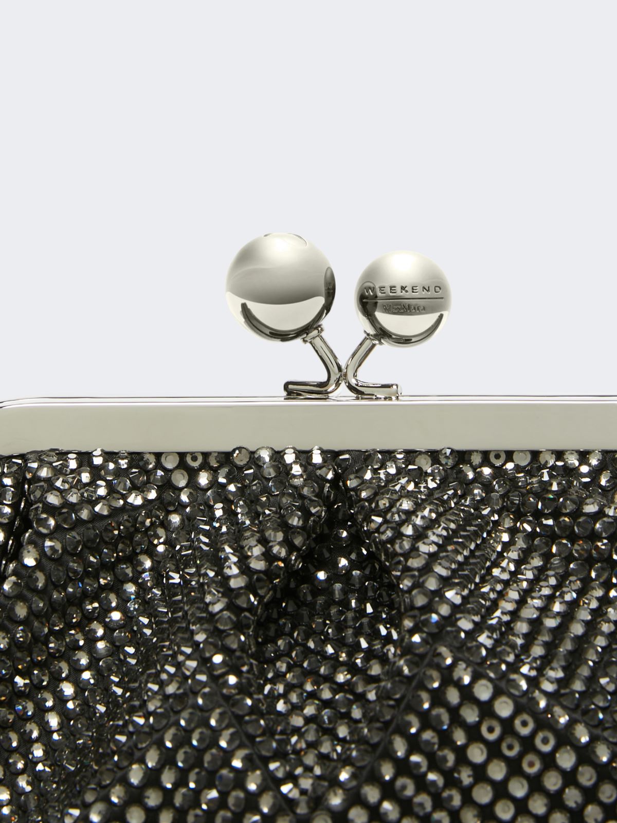 Small Pasticcino Bag in satin with rhinestones - Black