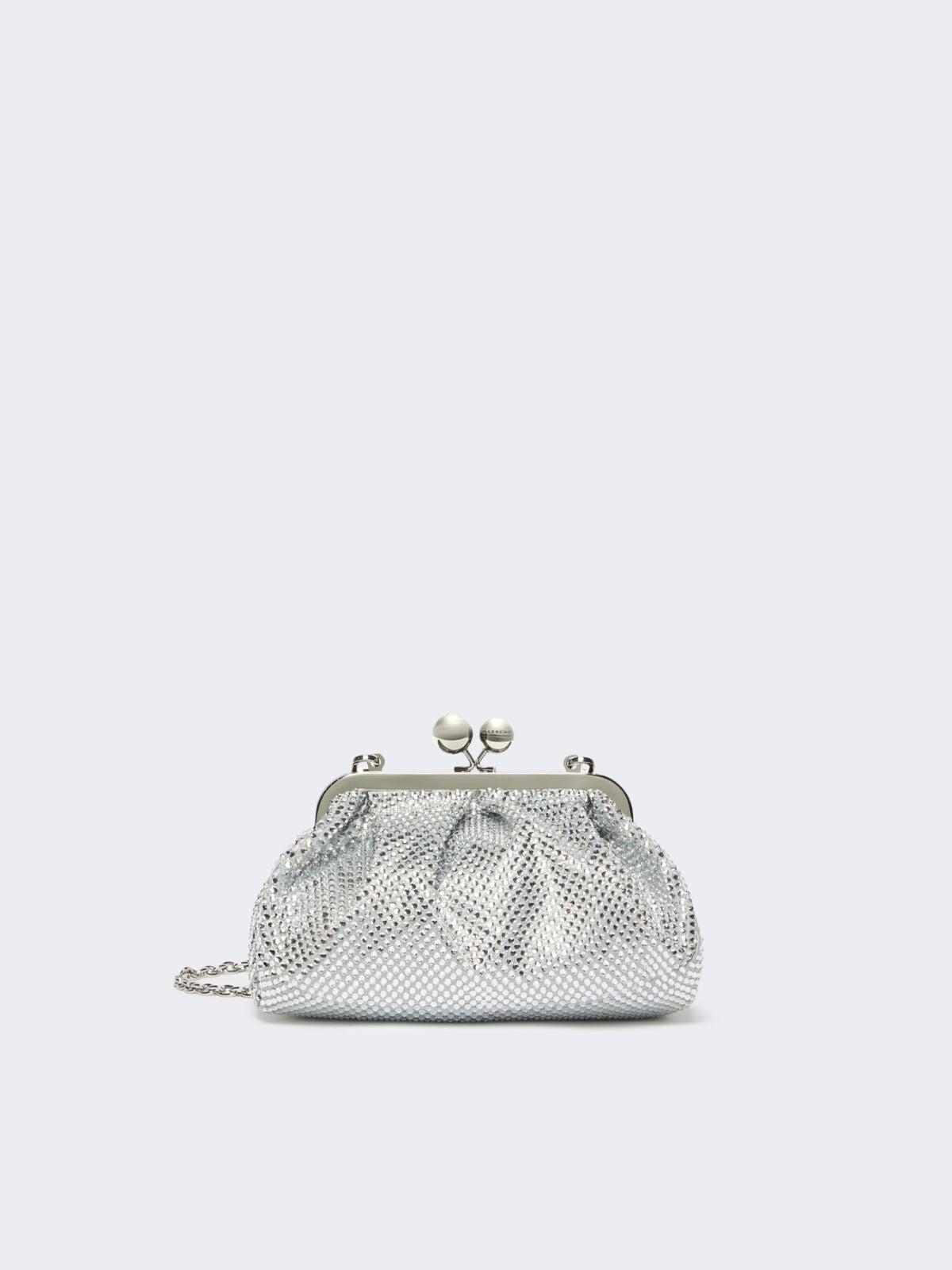 Small Pasticcino Bag in satin with rhinestones - Optical white