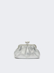 Small Pasticcino Bag in satin with rhinestones - Optical white