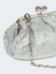 Small Pasticcino Bag in satin with rhinestones - Optical white