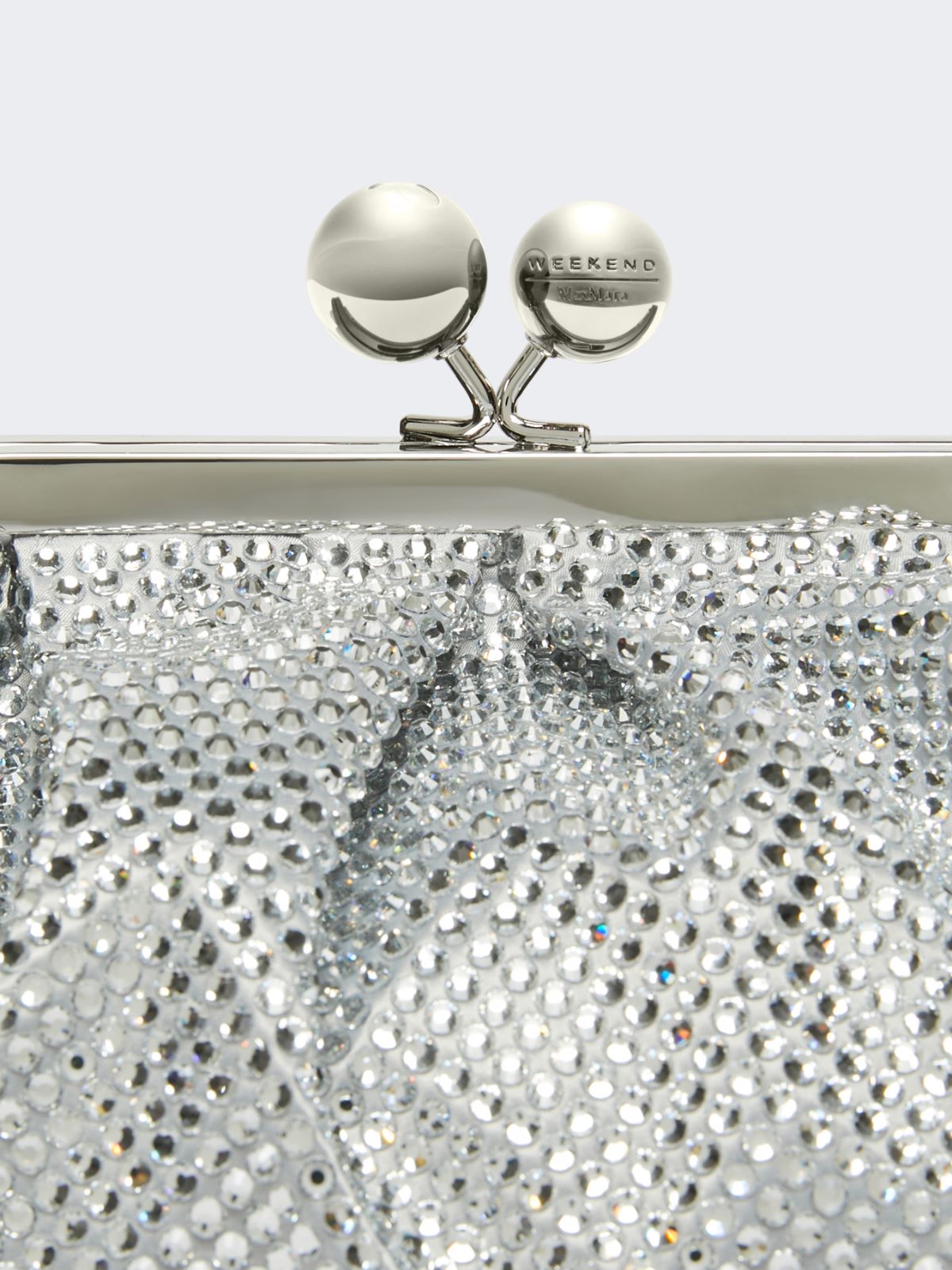 Small Pasticcino Bag in satin with rhinestones - Optical white