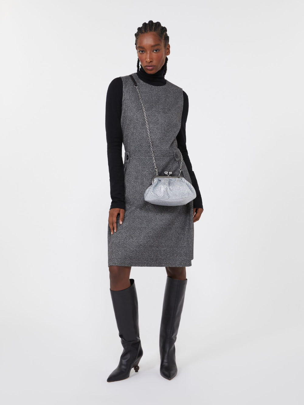 Small Pasticcino Bag in satin with rhinestones - Optical white