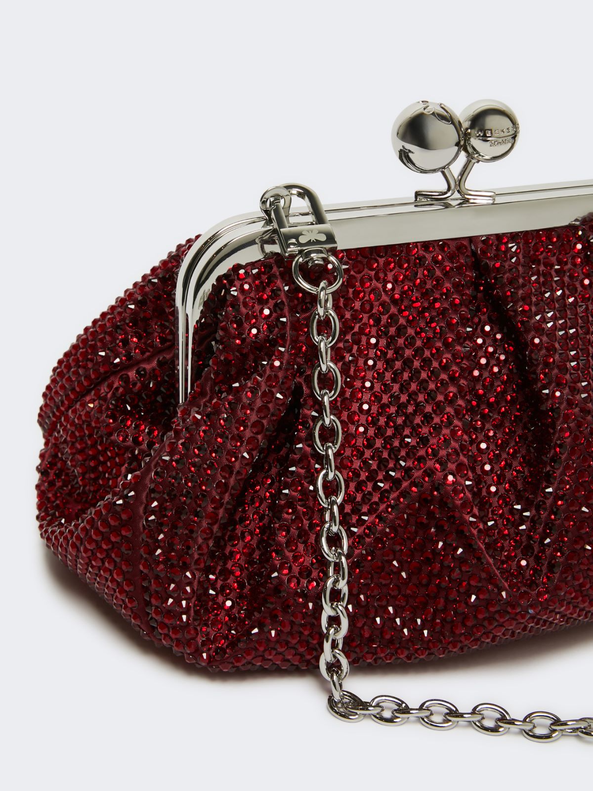 Small Pasticcino Bag in satin with rhinestones - Red