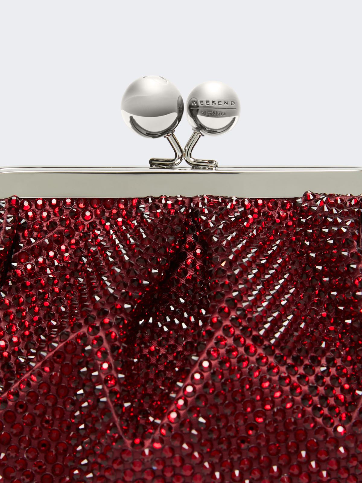 Small Pasticcino Bag in satin with rhinestones - Red