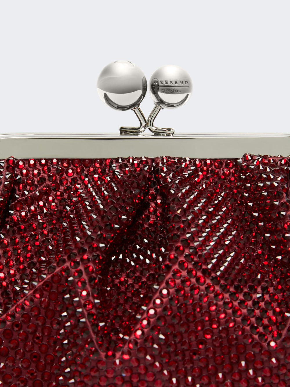 Small Pasticcino Bag in satin with rhinestones - Red