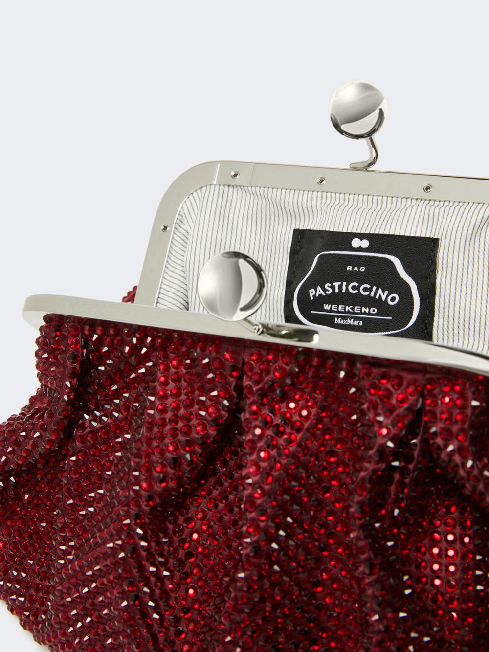 Small Pasticcino Bag in satin with rhinestones - Red