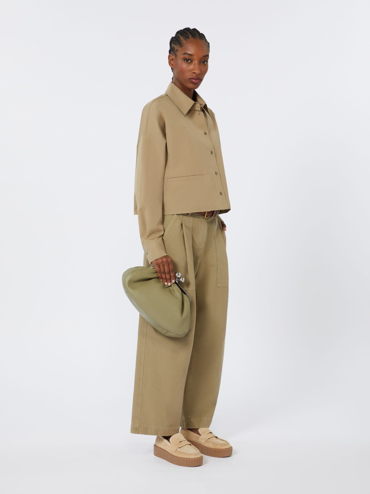 Medium sheepskin Pasticcino Bag - Sage green