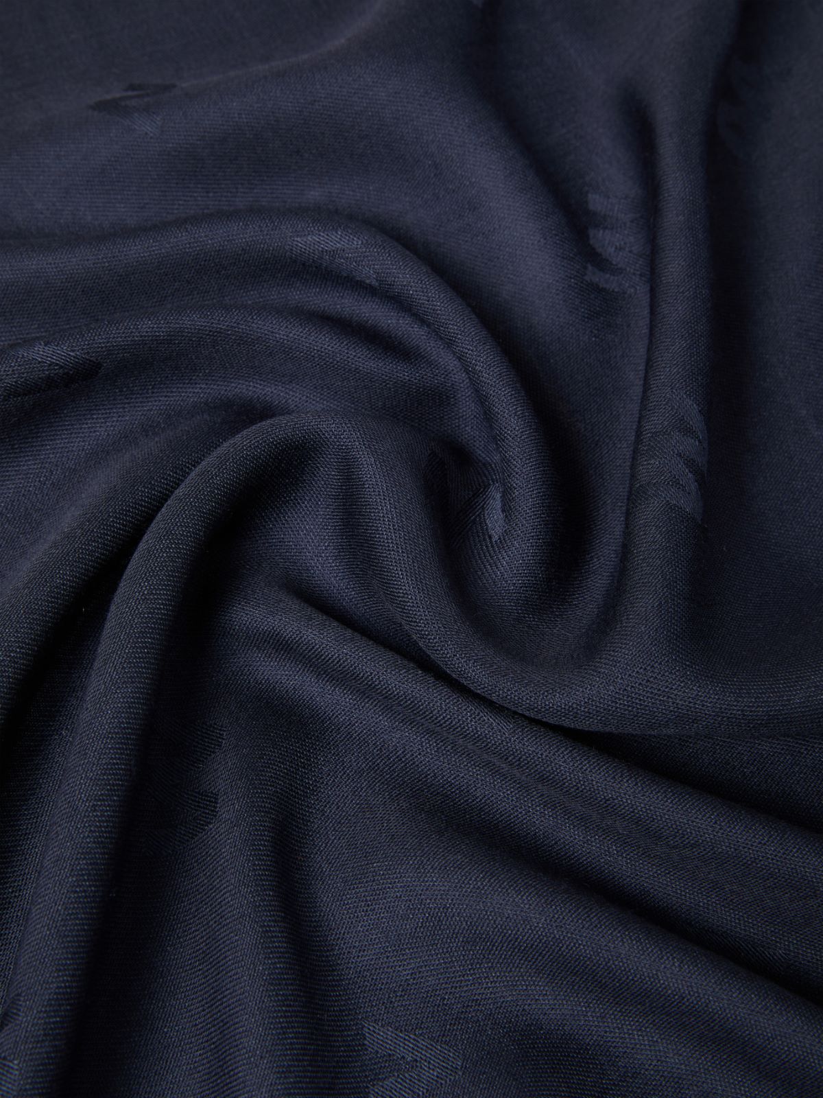 Jacquard-knit wool and silk shawl - Midnightblue
