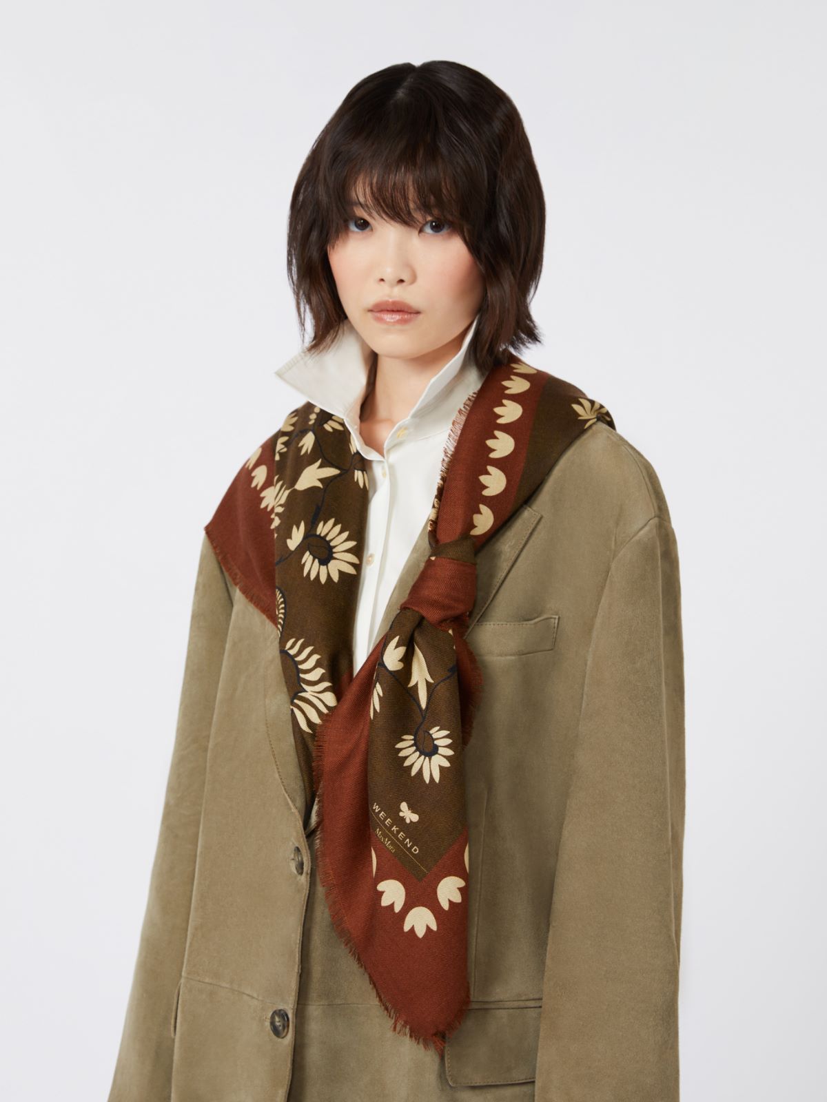 Wool and silk stole - Caramel