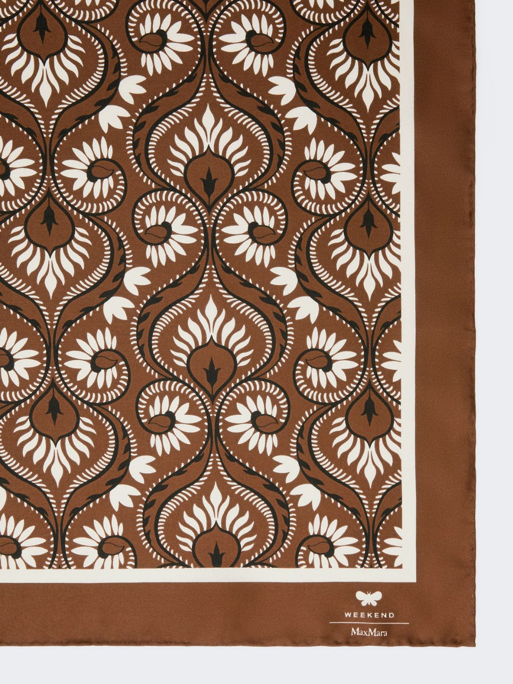 Printed silk square foulard - Caramel
