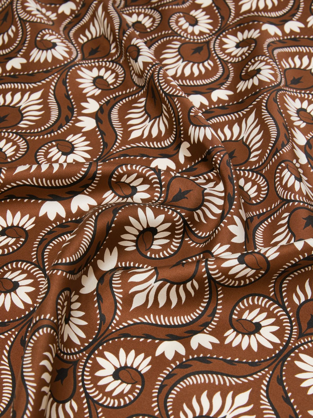 Printed silk square foulard - Caramel
