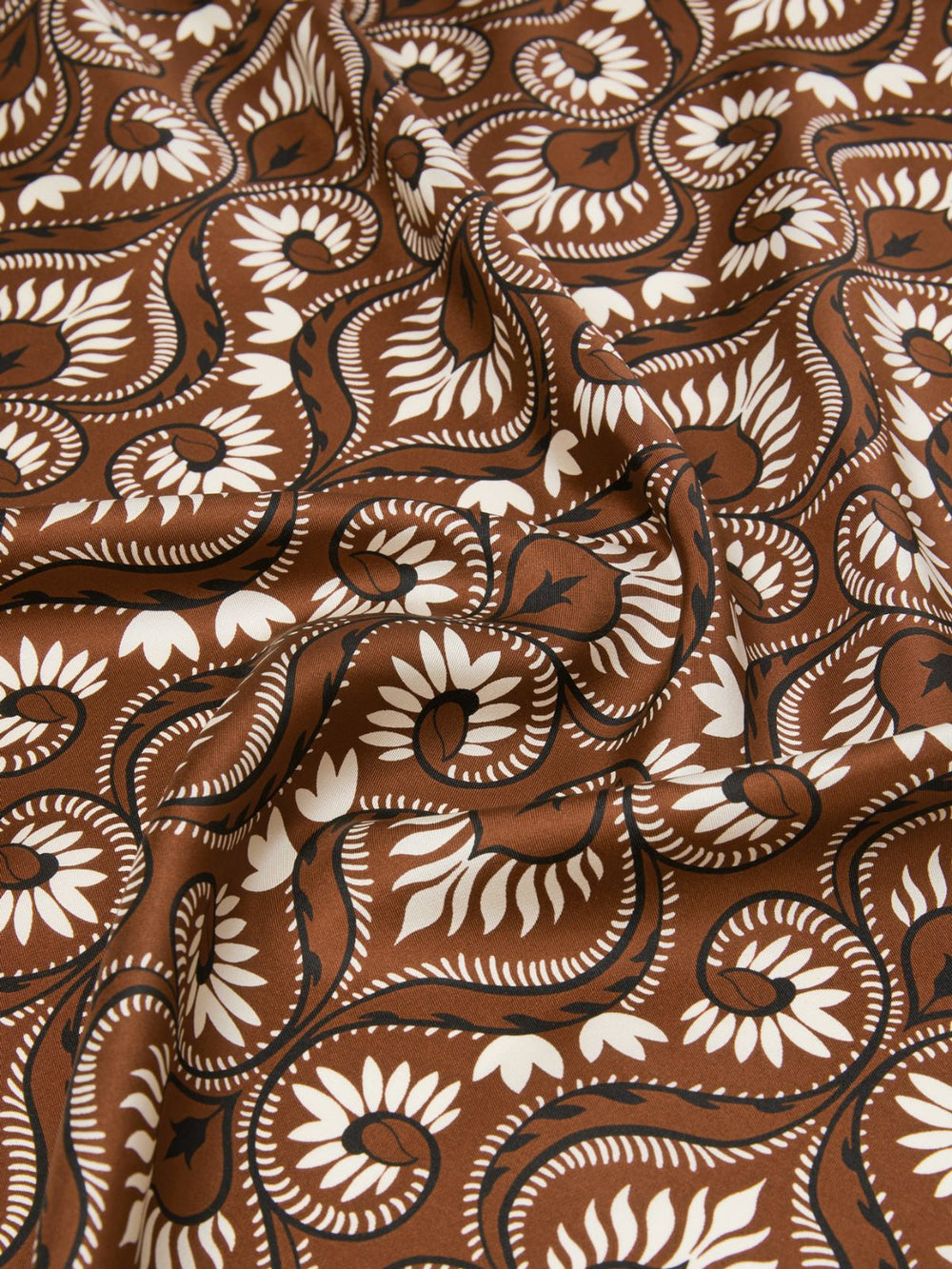 Printed silk square foulard - Caramel