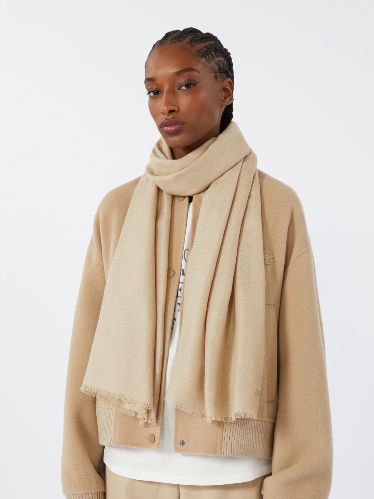 Cashmere and silk stole - Beige