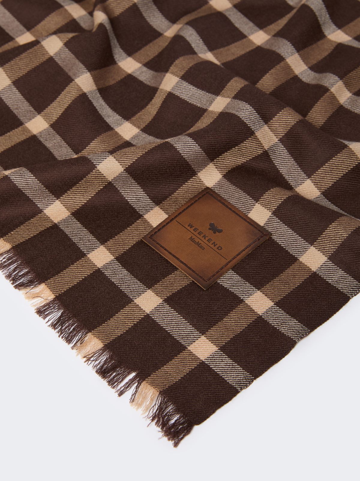 Patterned wool stole - Beige