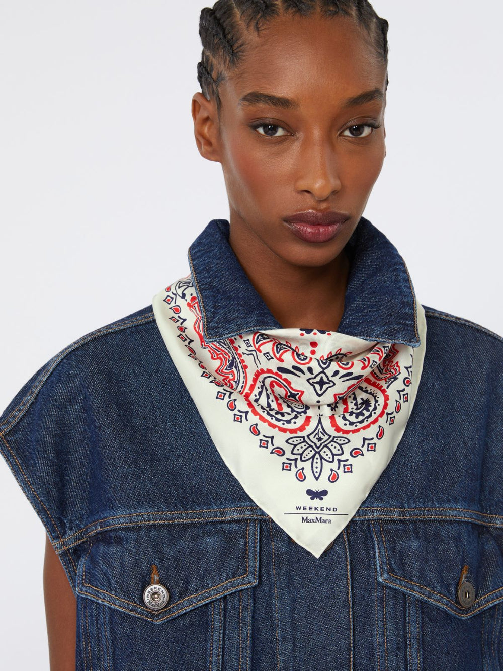 Printed silk scarf - Beige