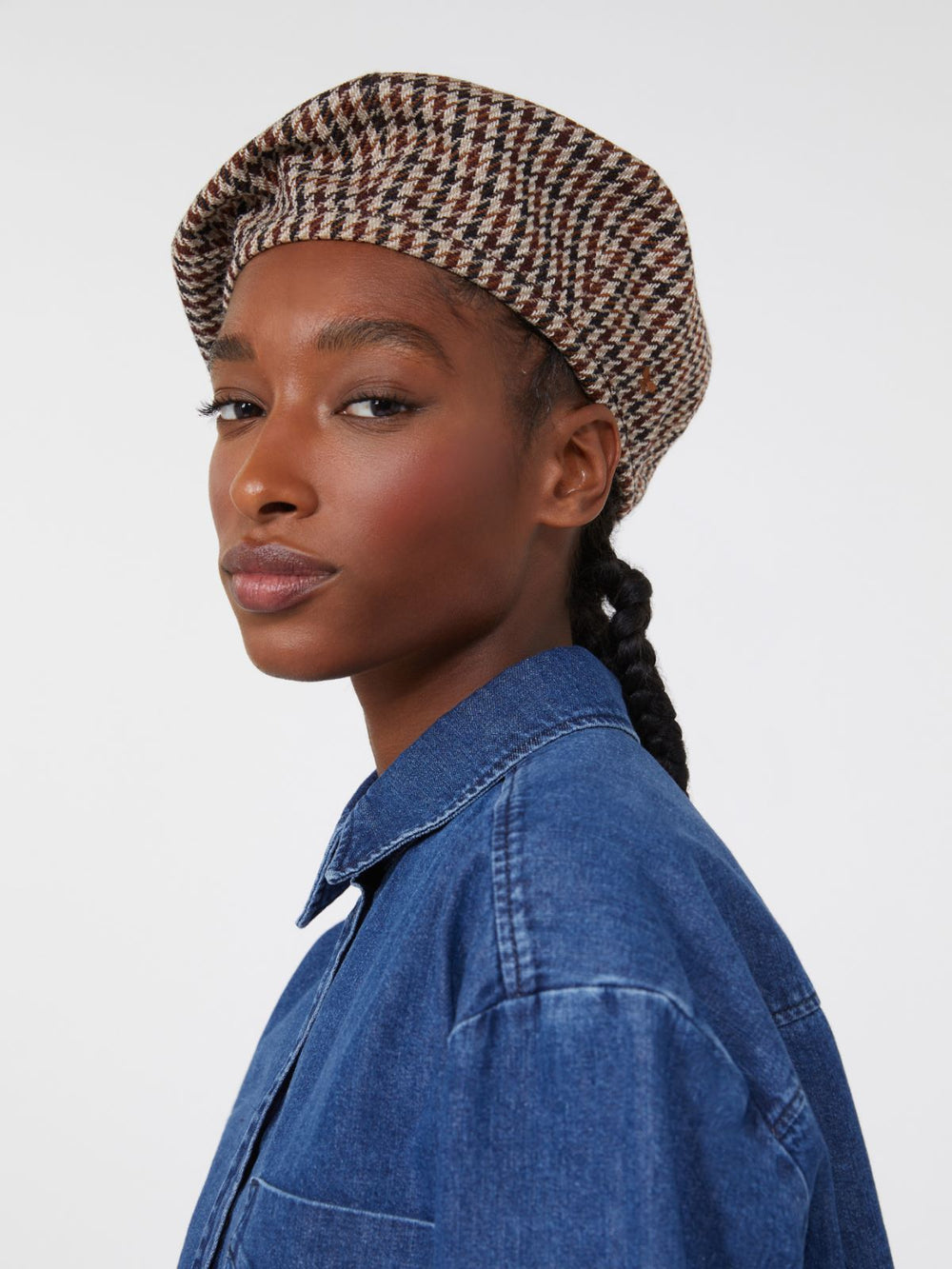 Wool and cotton basketweave beret - Red purple