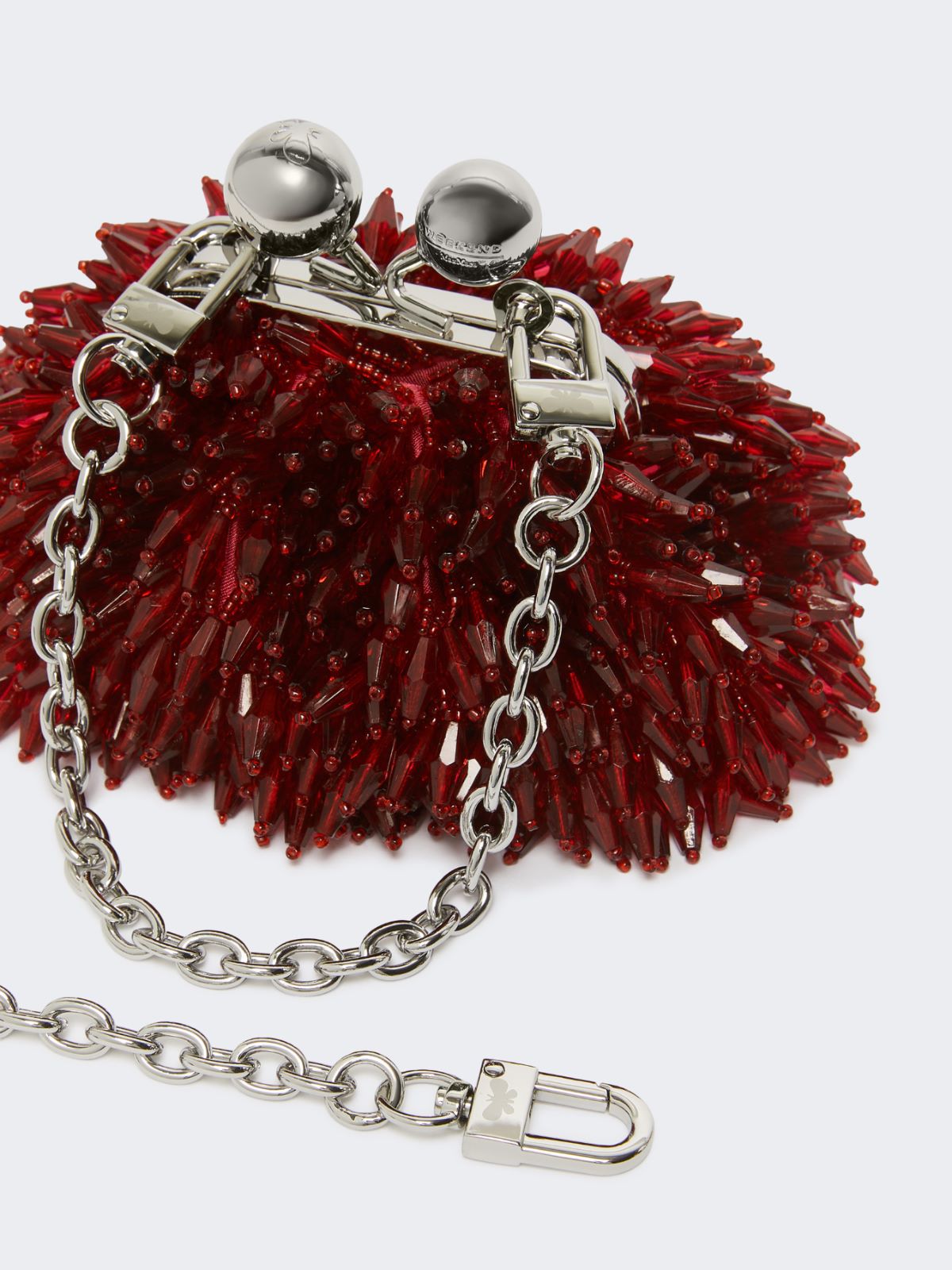 Mini Pasticcino Bag in satin with rhinestones - Red