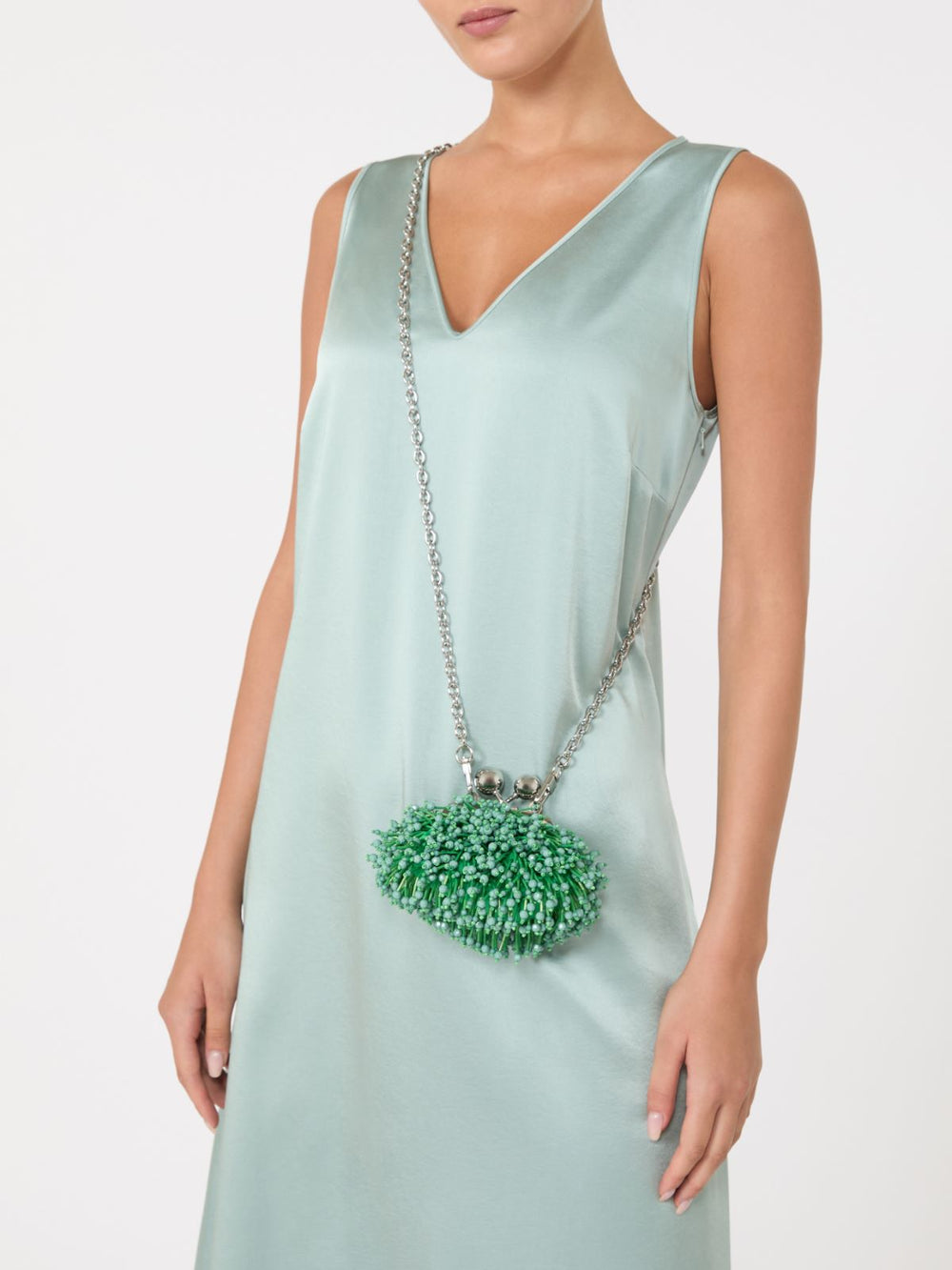 Satin and sequin Nano Pasticcino Bag - Green