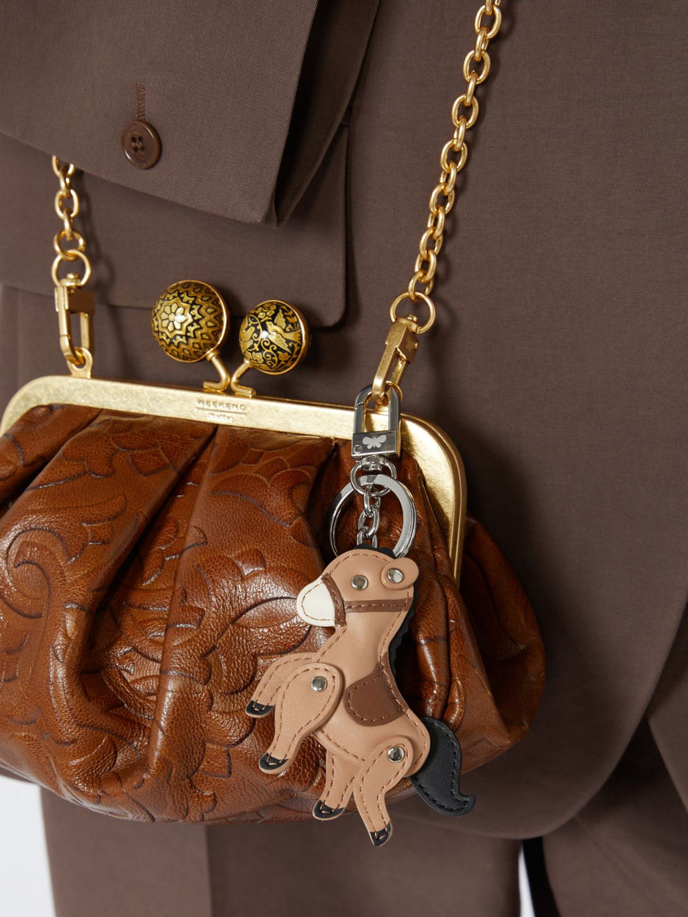 Leather keyring - Sand