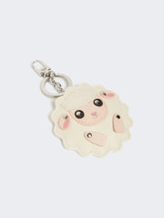 Leather keyring - Optical white