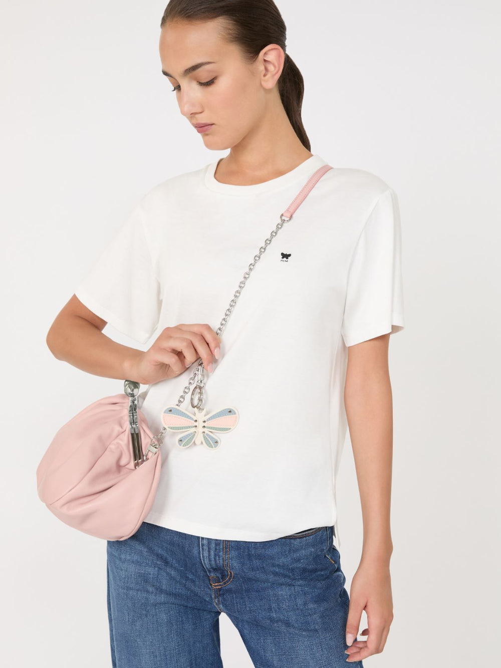 Leather keyring - Ivory