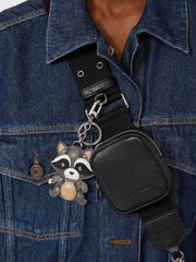 Leather keyring - Medium grey