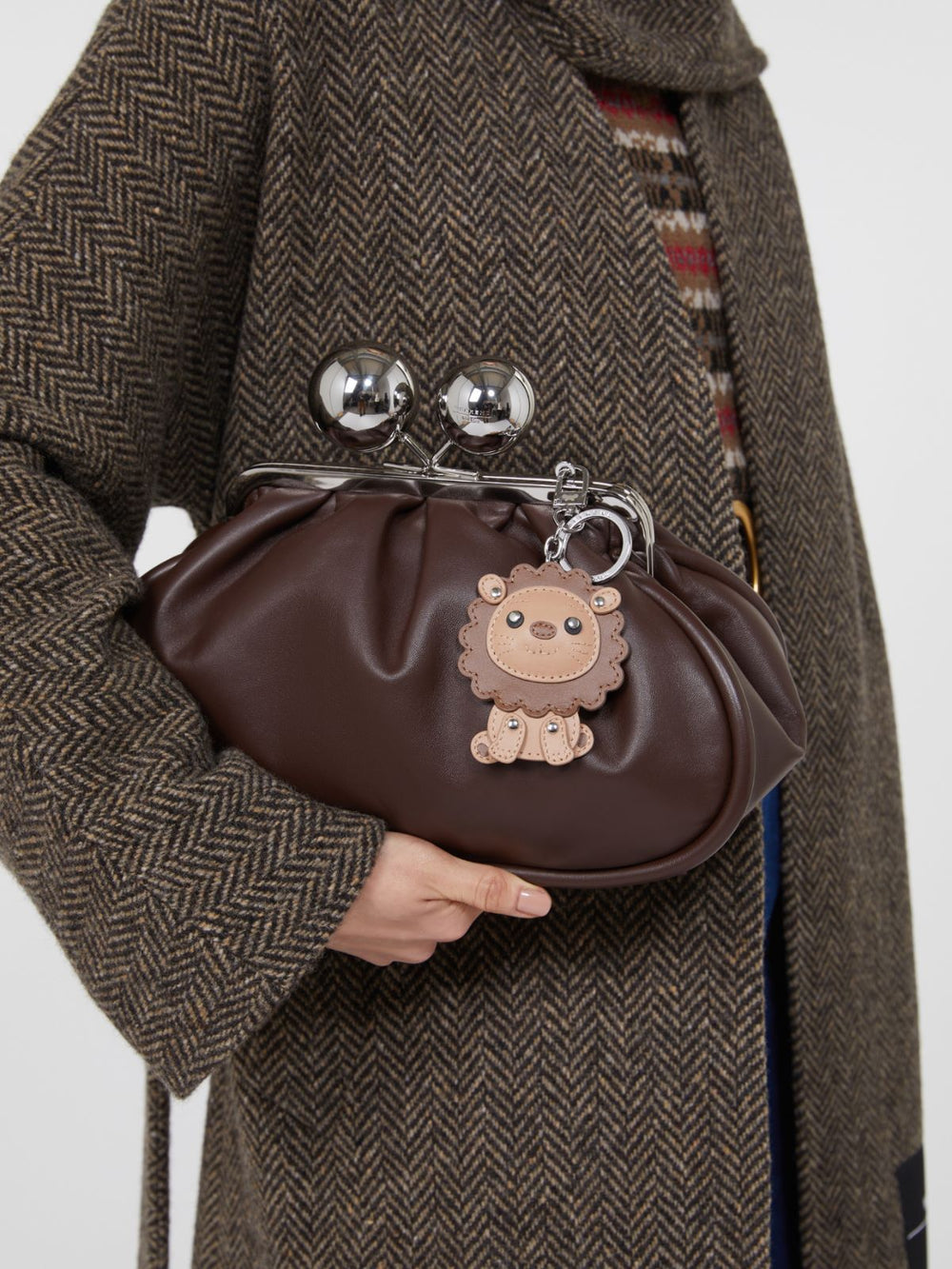 Leather keyring - Beige