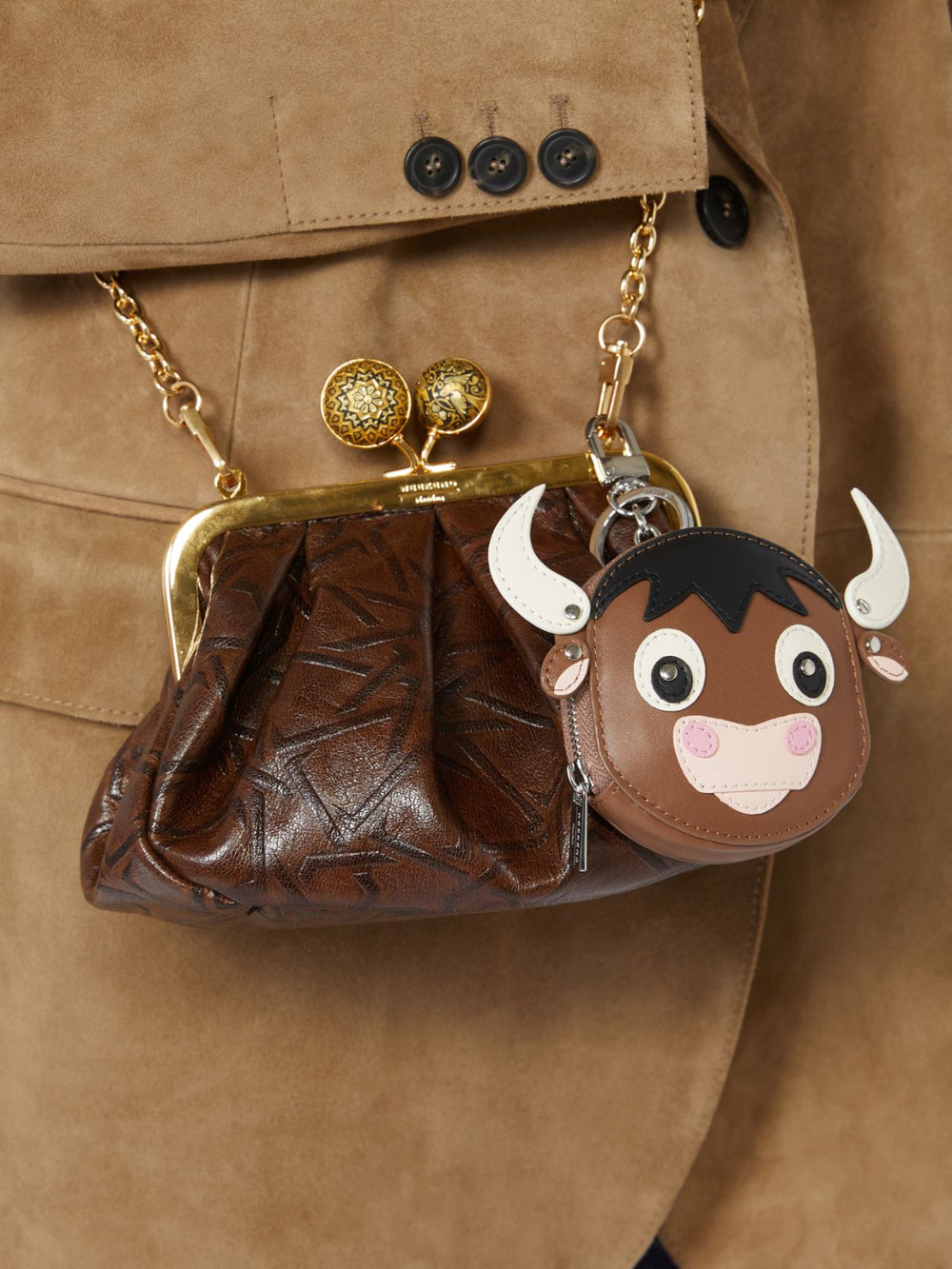 Leather keyring - Tobacco