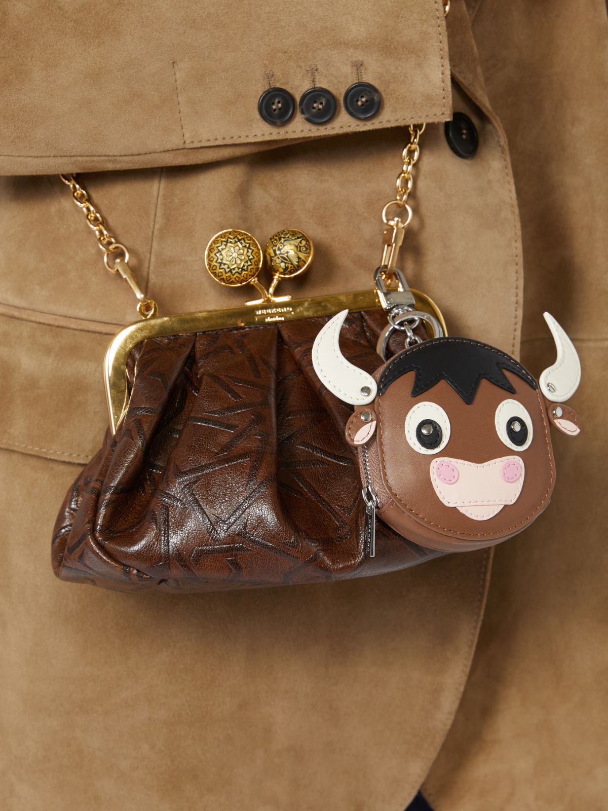 Leather keyring - Tobacco