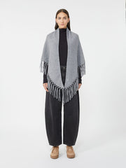 Wool shawl with fringes - Medium grey