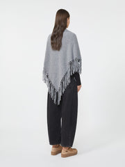 Wool shawl with fringes - Medium grey