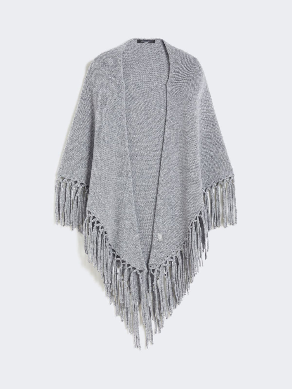 Wool shawl with fringes - Medium grey