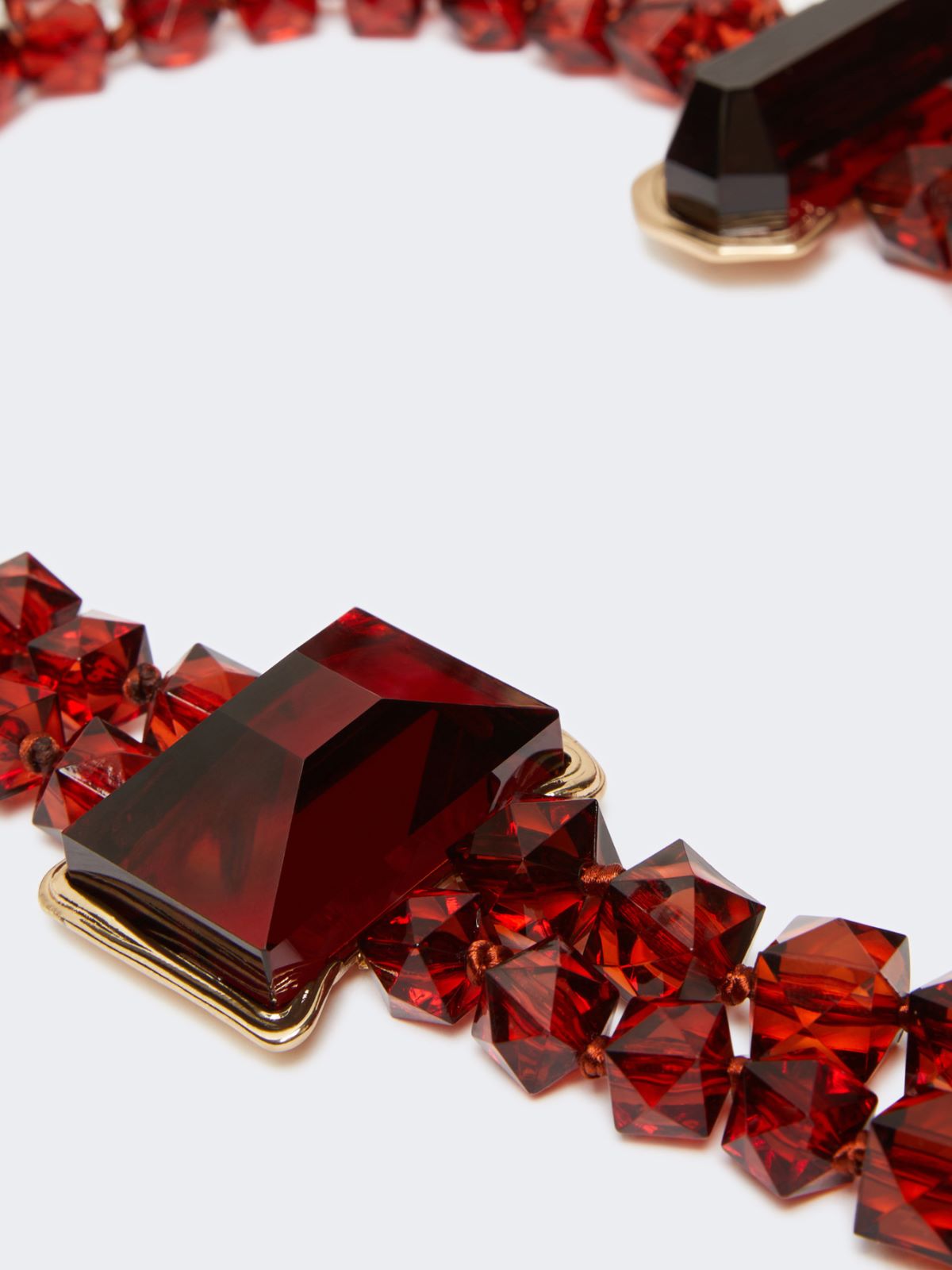 Resin necklace with stones - Brown