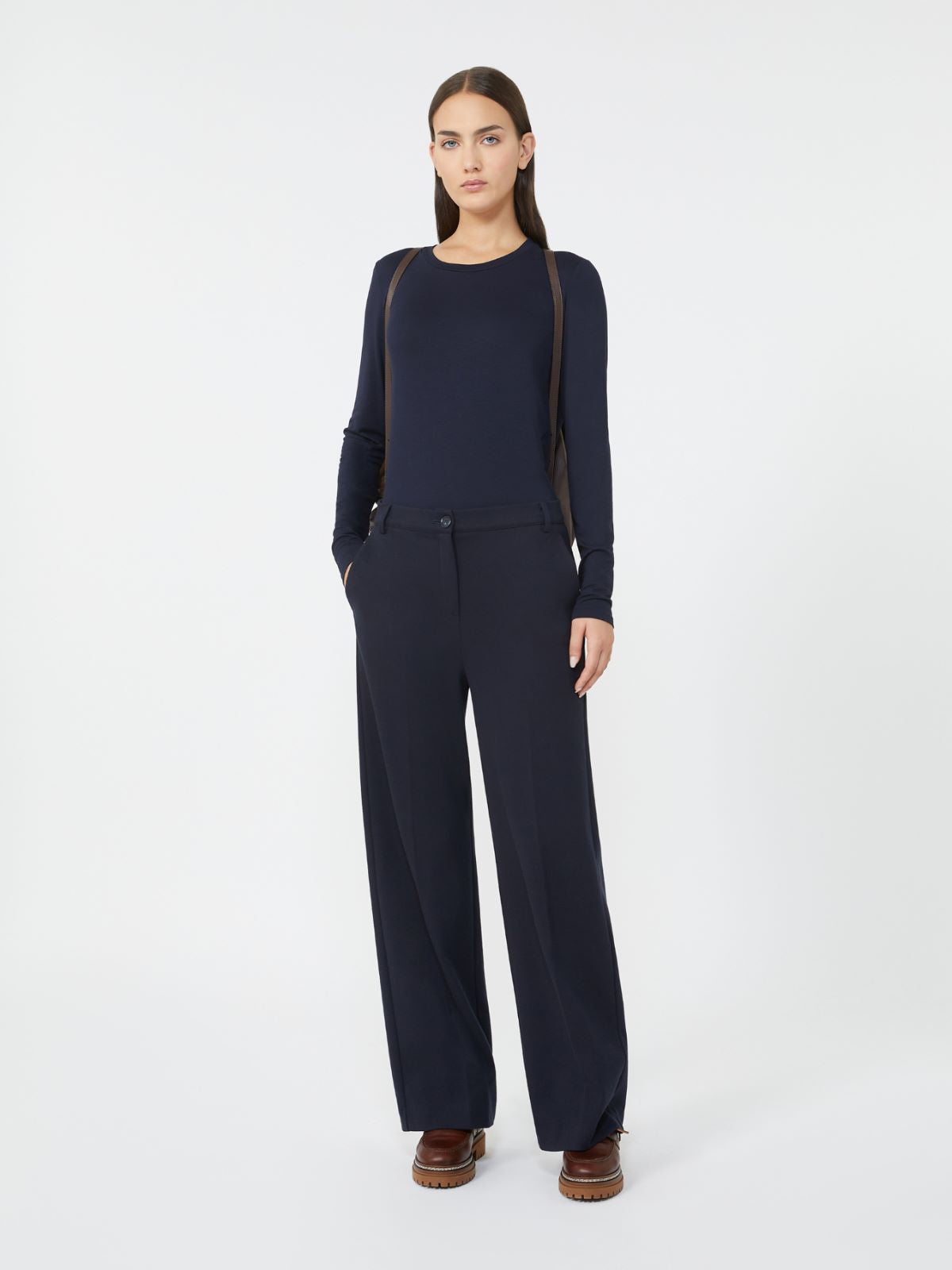 Stretch jersey basic T-shirt - Navy