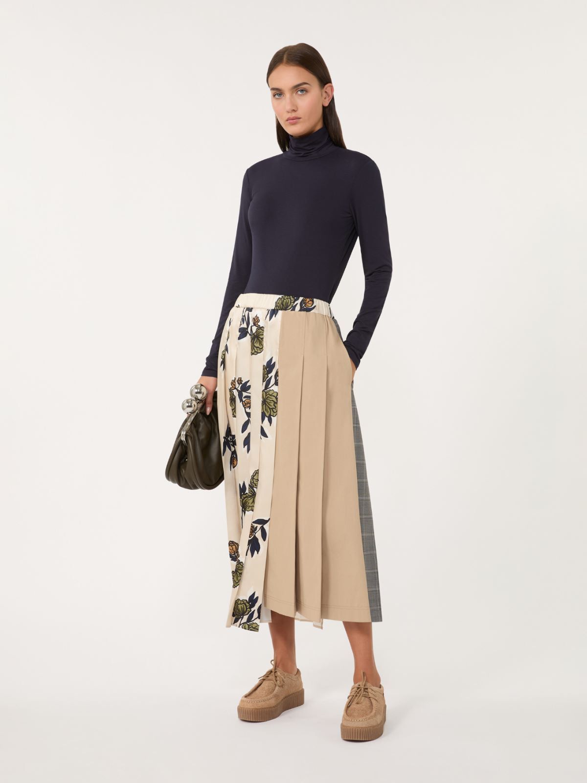 Stretch viscose turtleneck - Navy