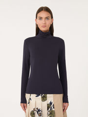 Stretch viscose turtleneck - Navy