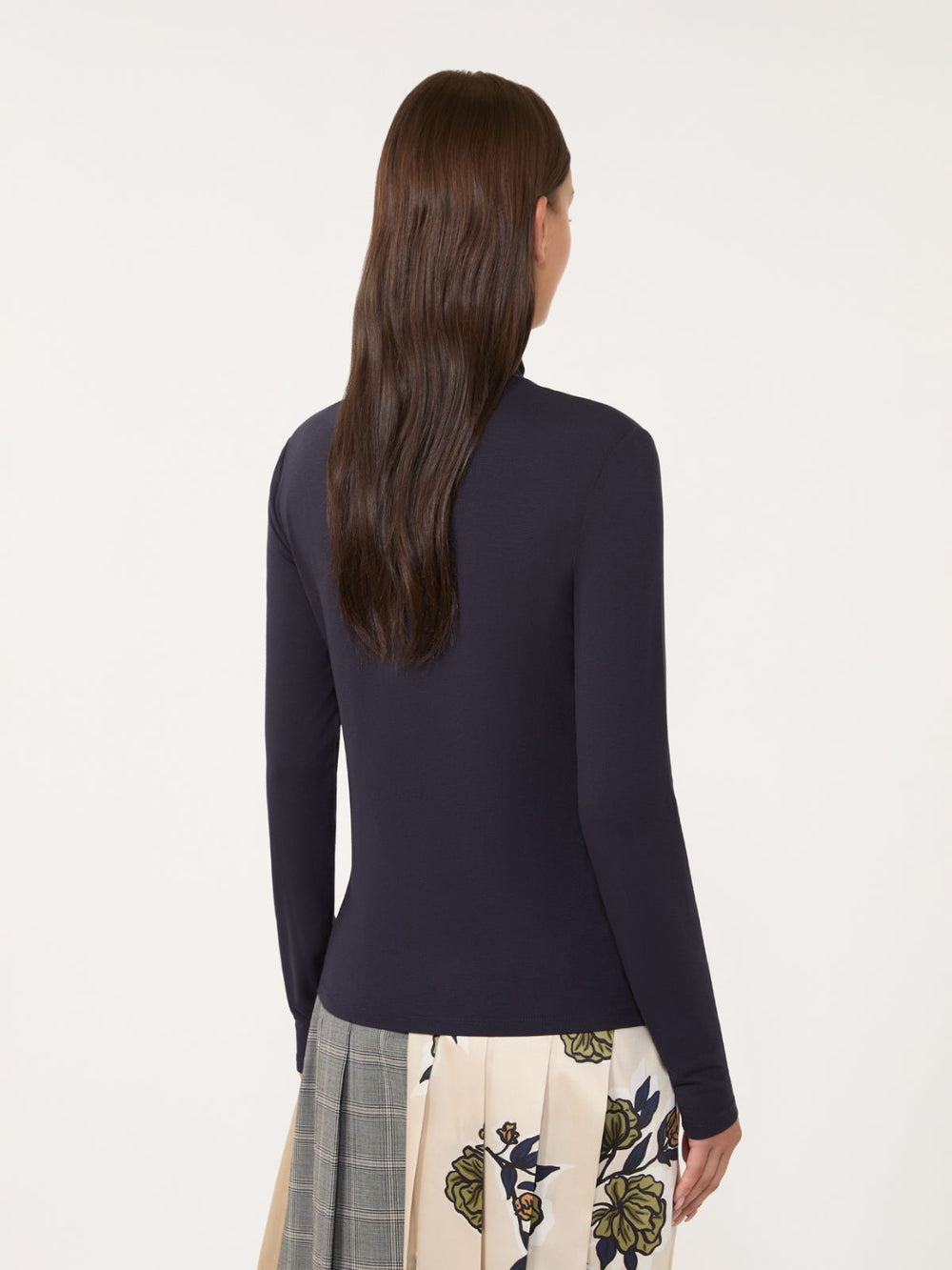Stretch viscose turtleneck - Navy