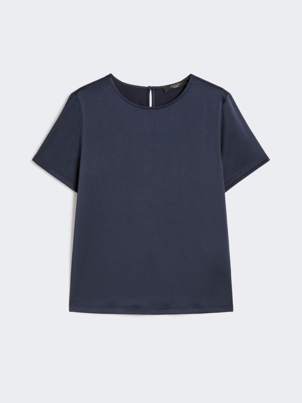 Satin and jersey T-shirt - Navy
