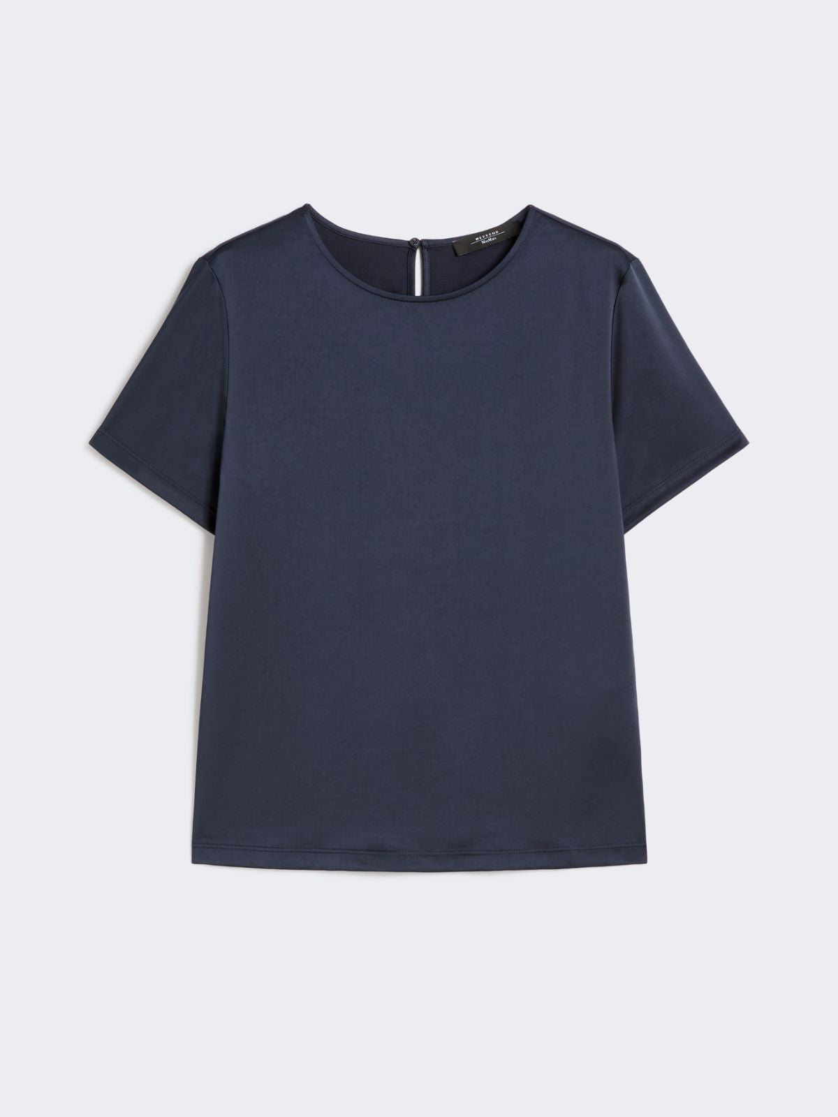 Satin and jersey T-shirt - Navy