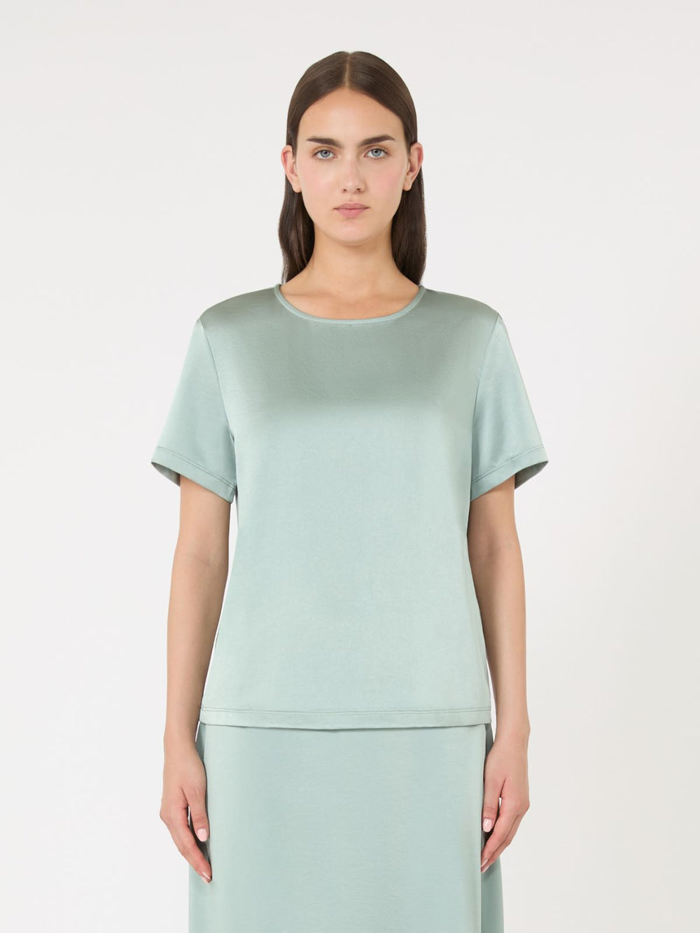 Satin and jersey T-shirt - Jade