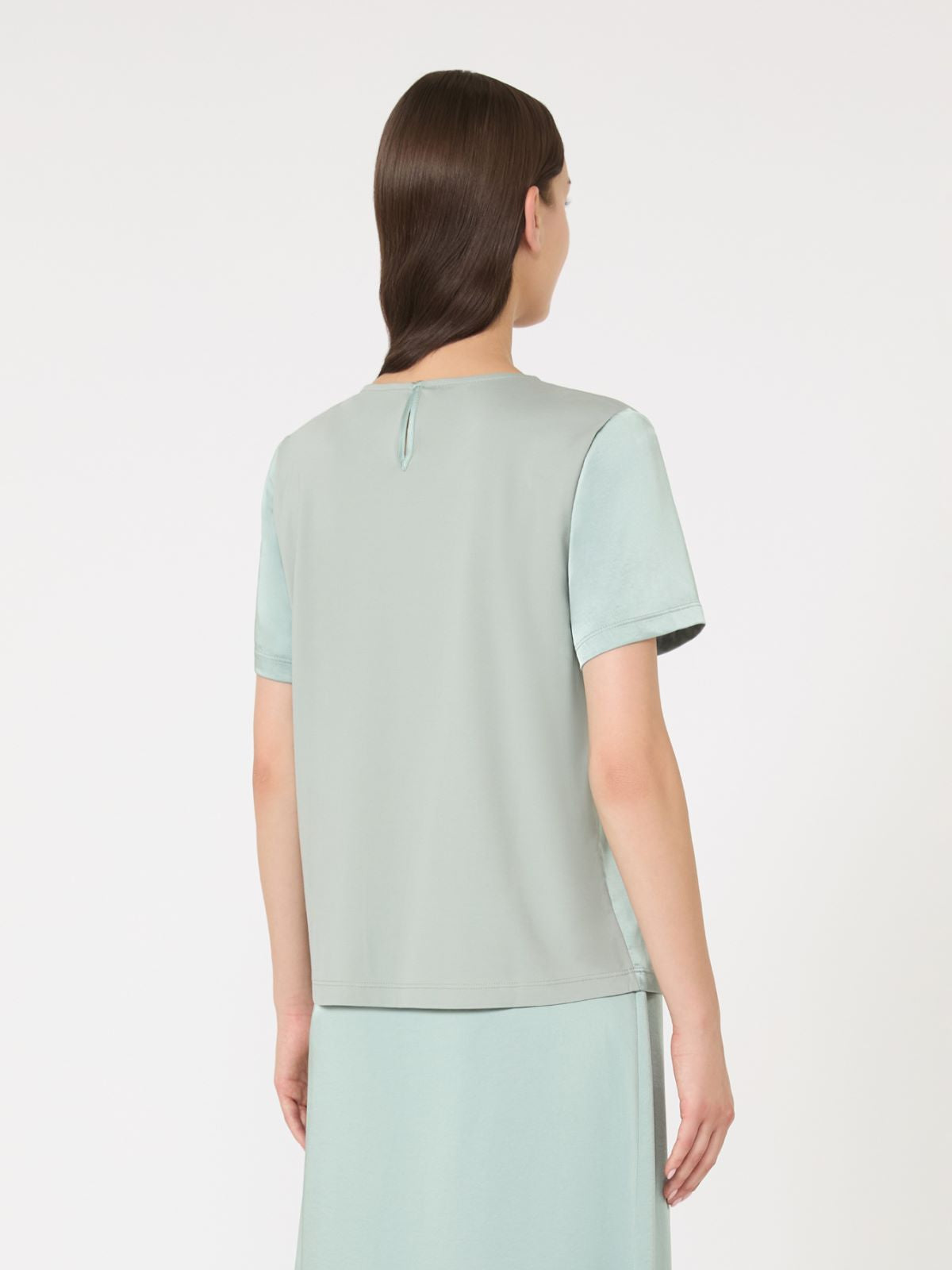 Satin and jersey T-shirt - Jade
