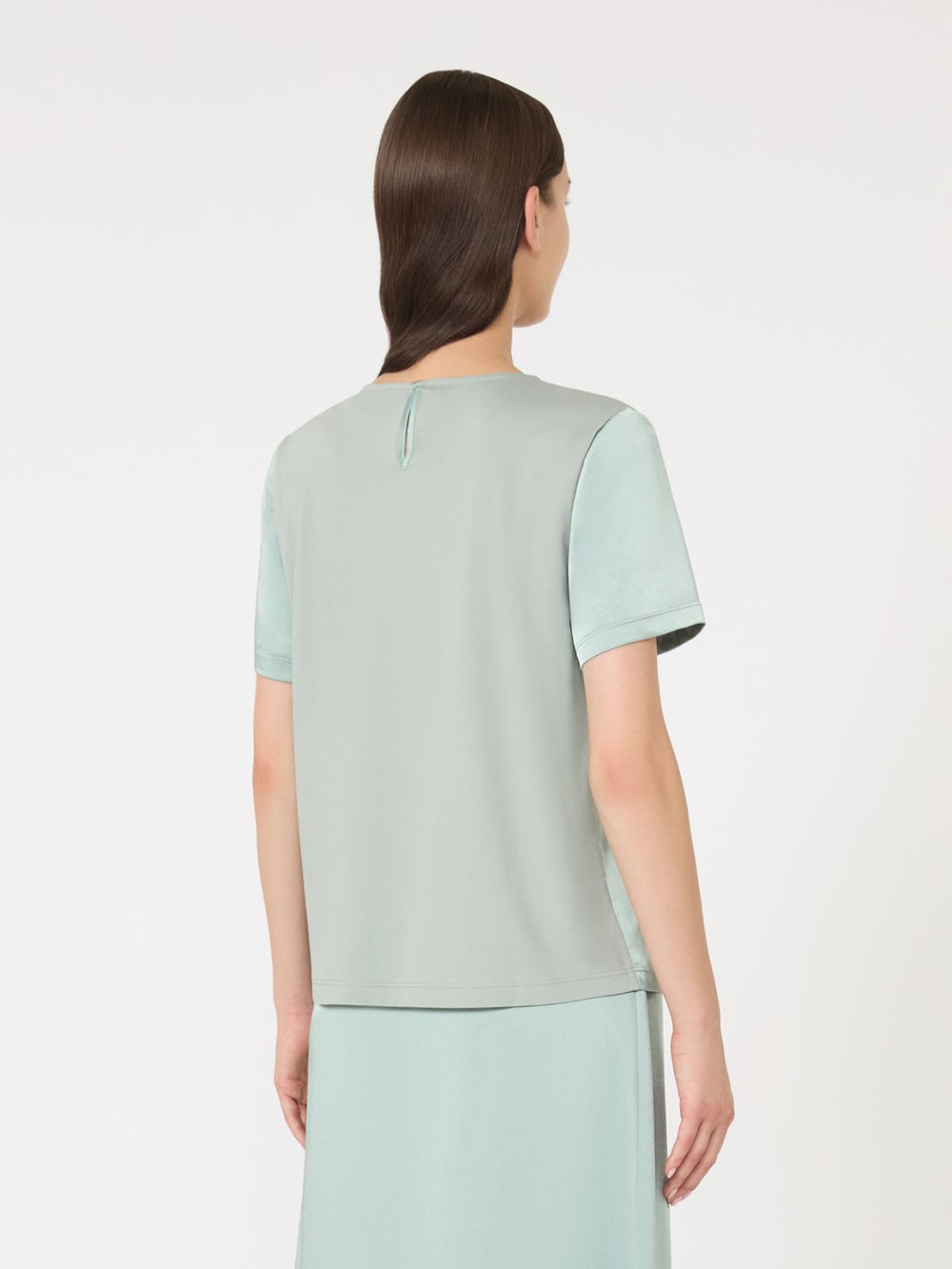 Satin and jersey T-shirt - Jade