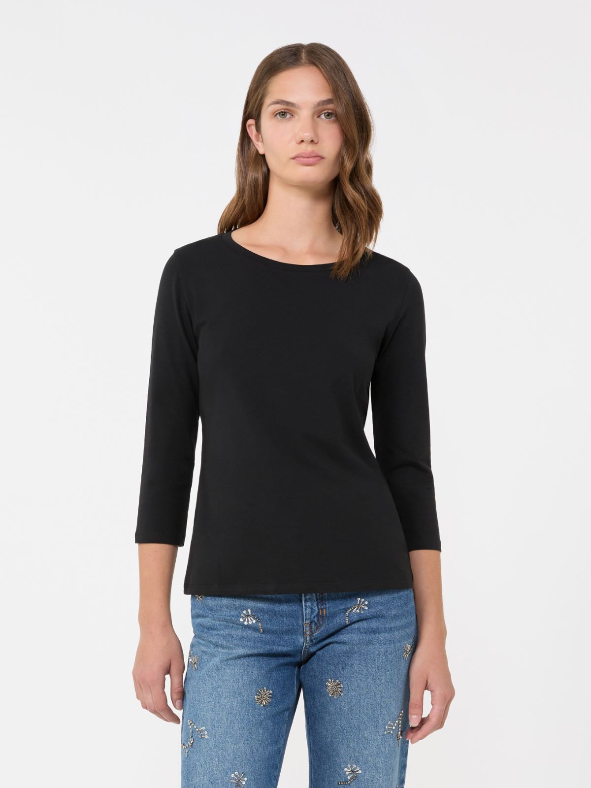 Stretch cotton T-shirt - Black