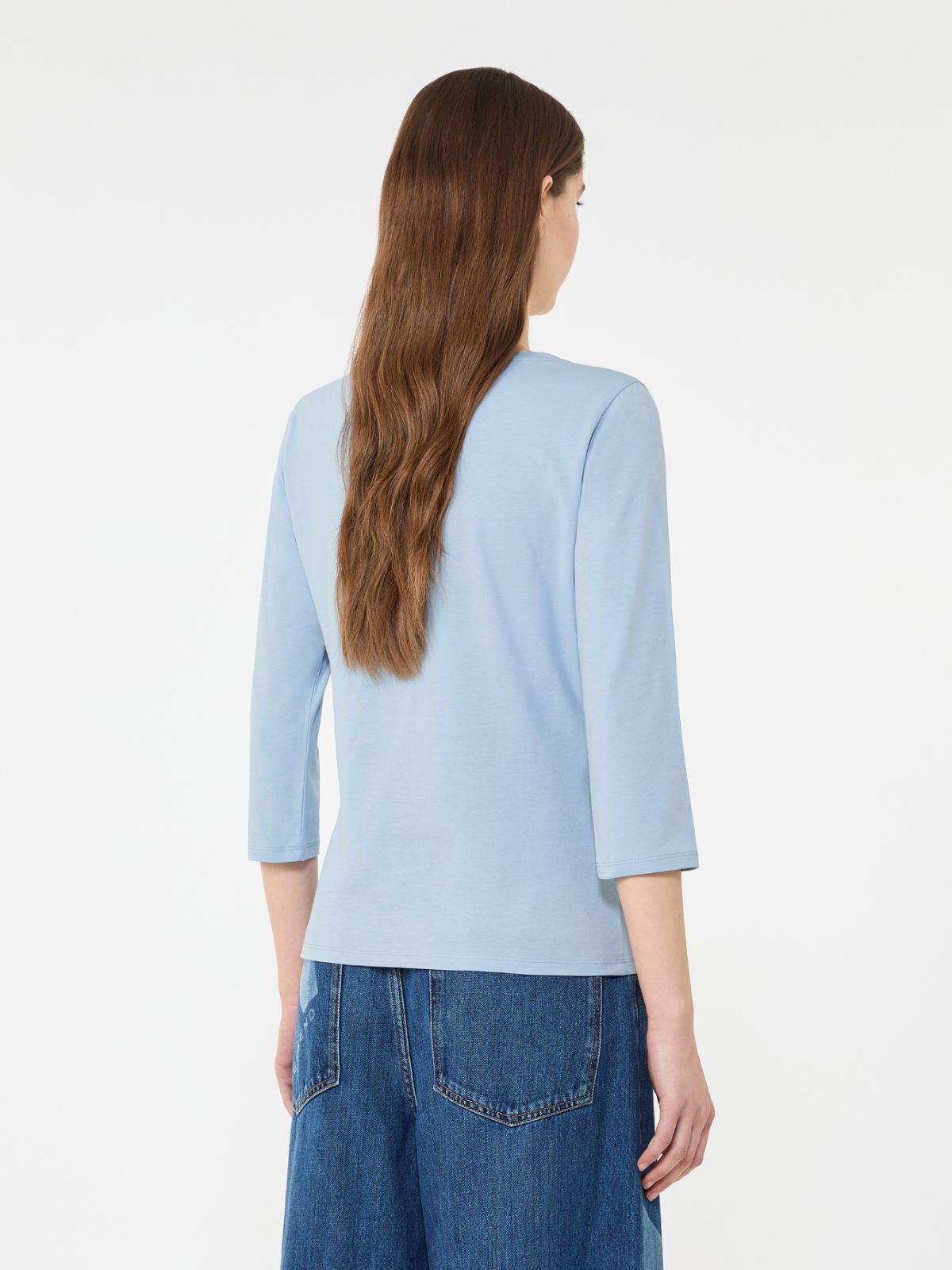 Stretch cotton T-shirt - Light blue