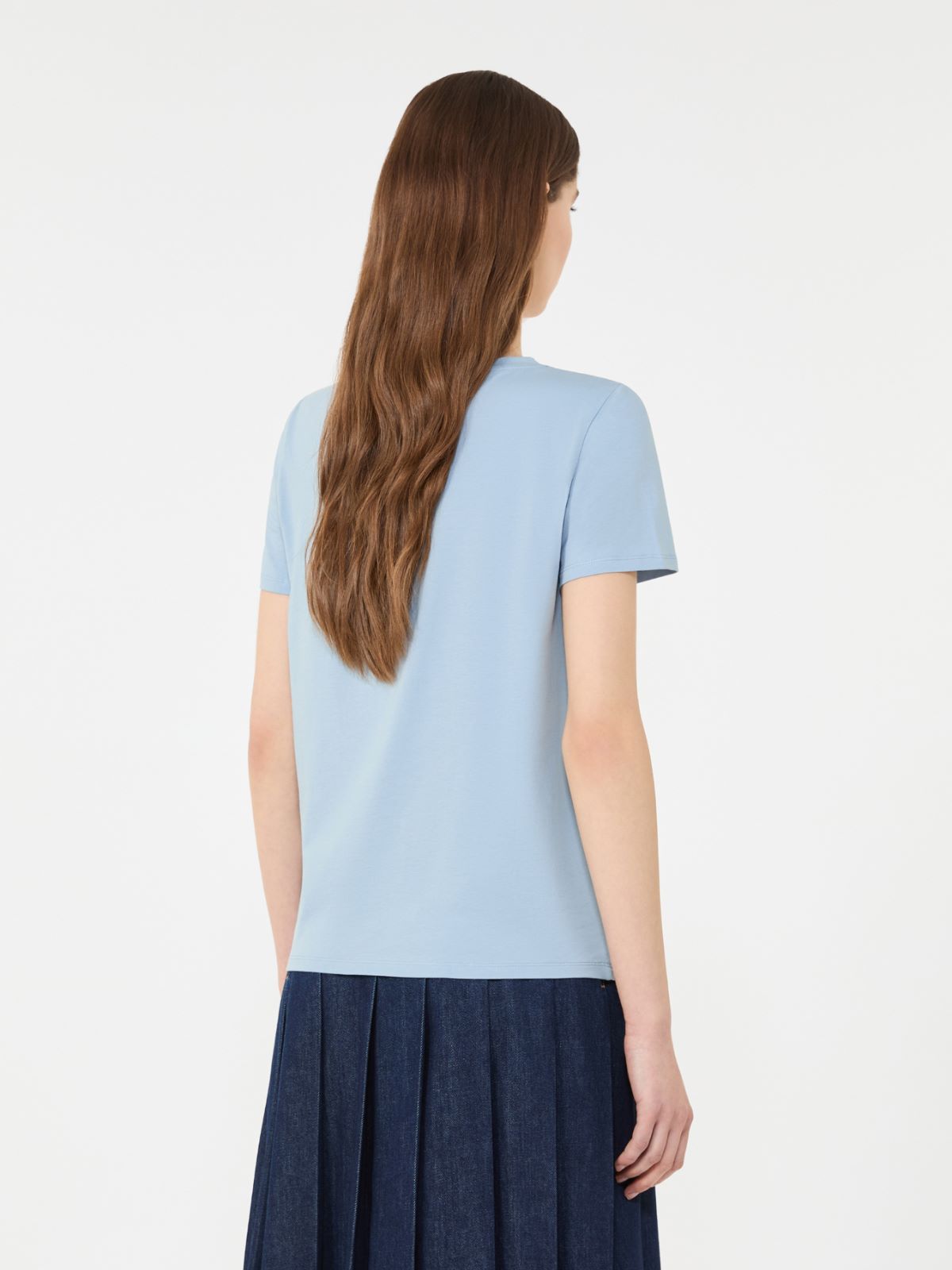Basic cotton jersey T-shirt - Light blue