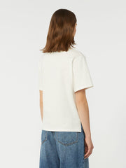 Print and embroidery-adorned cotton T-shirt - White