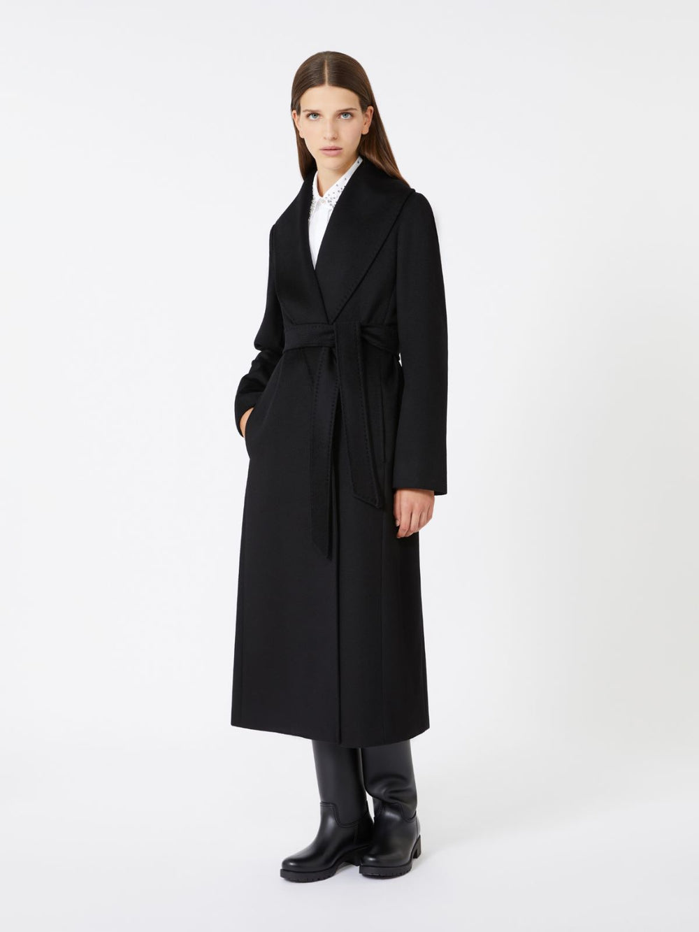 Pure virgin wool broadcloth coat - Black